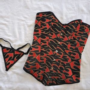 Flames 2 Pc Corset set